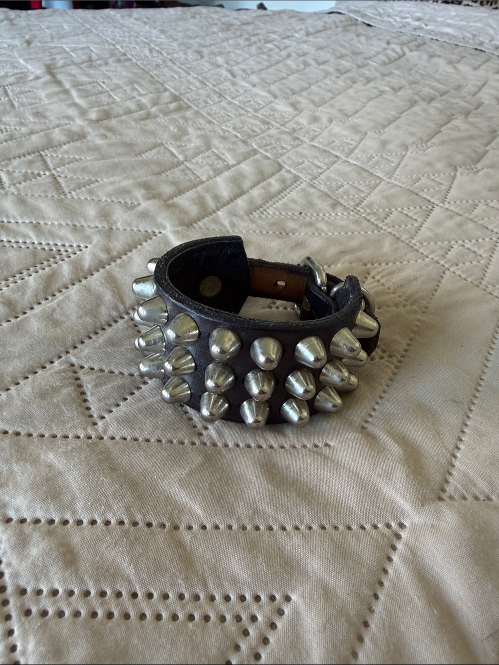 Studded Black Leather Bracelet